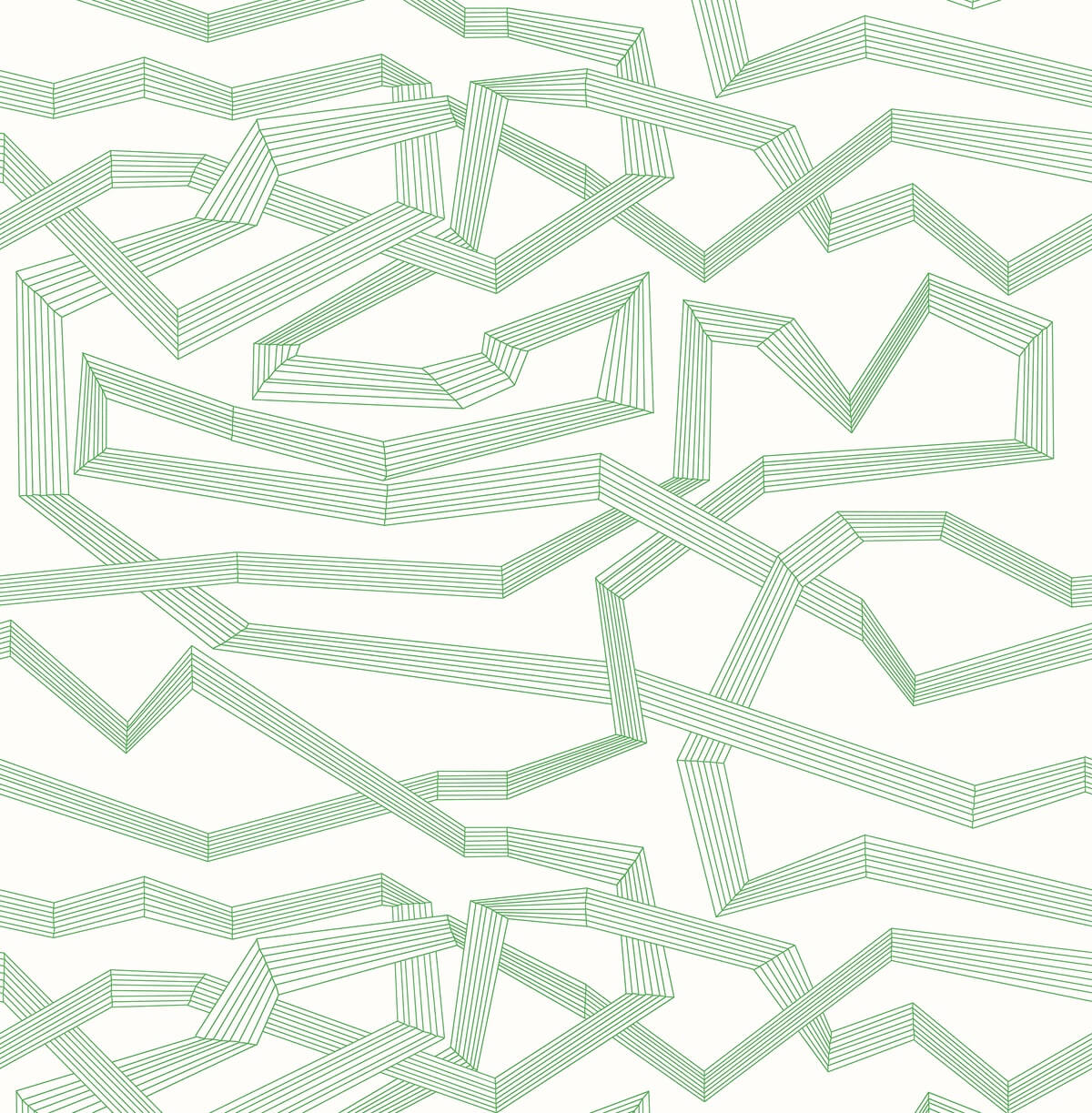 Boomerang pattern in green with white background