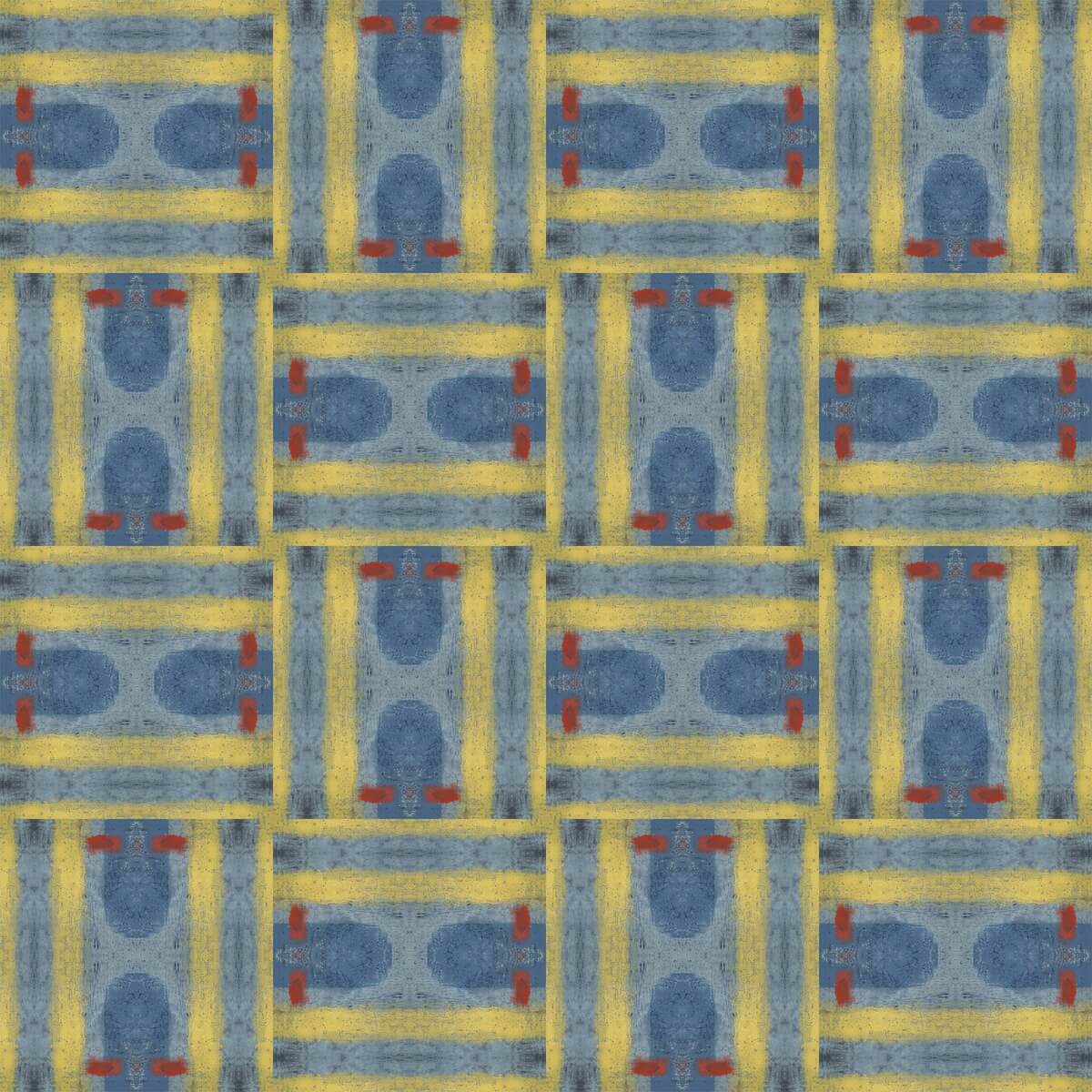 Narrative IV pattern in blue, red, yellow