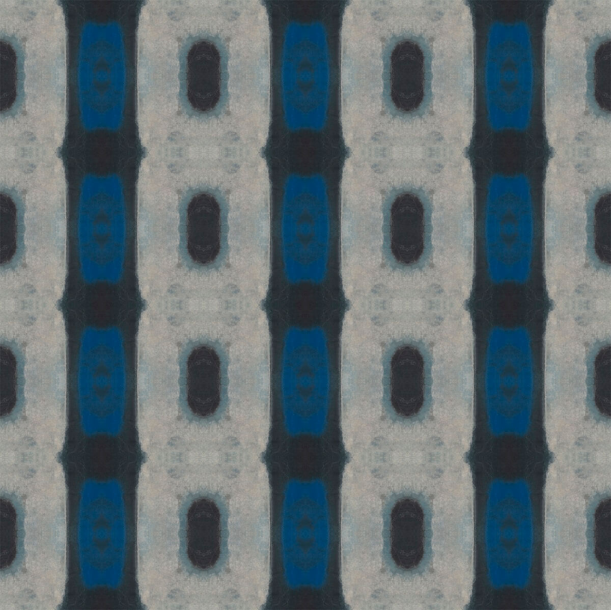 Solitude II pattern in blue, gray and black