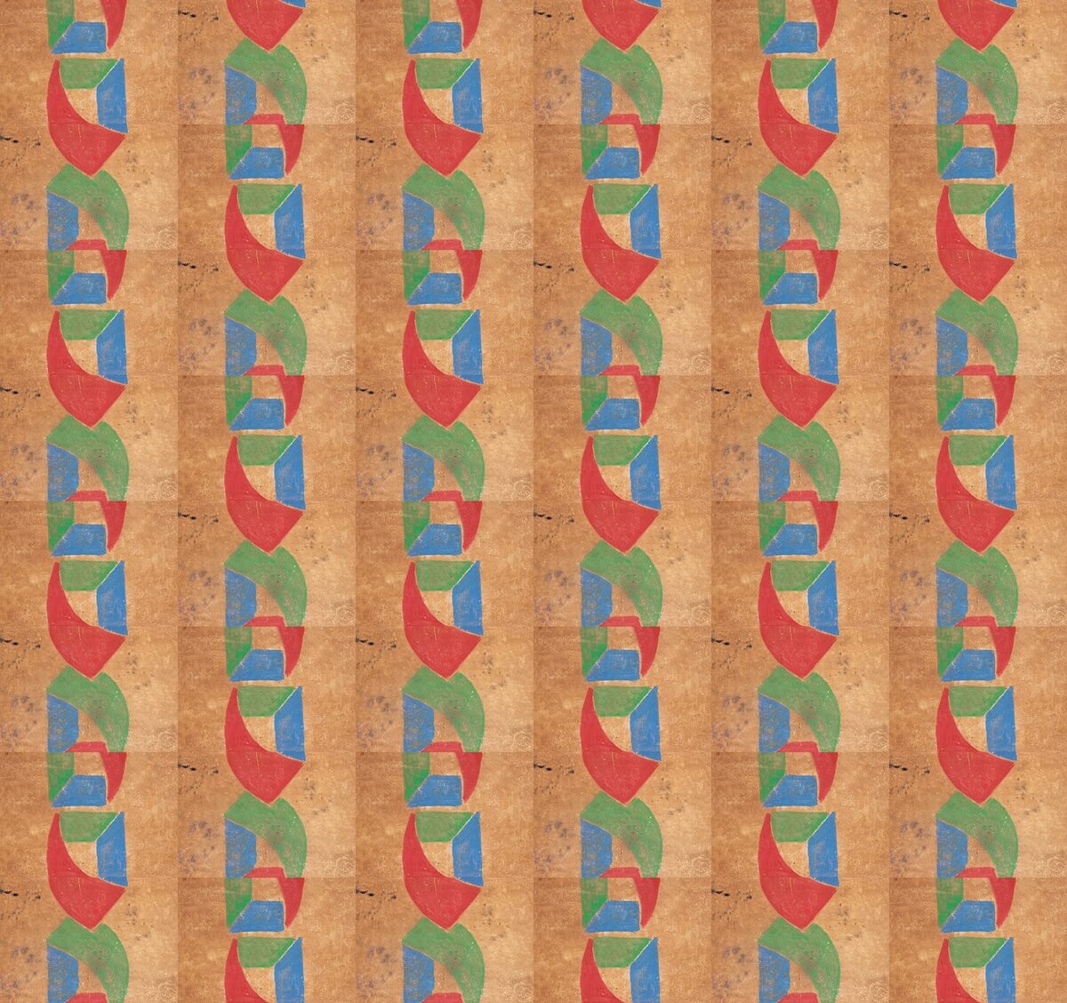 Werkstatte I pattern in orange, blue, red, and green
